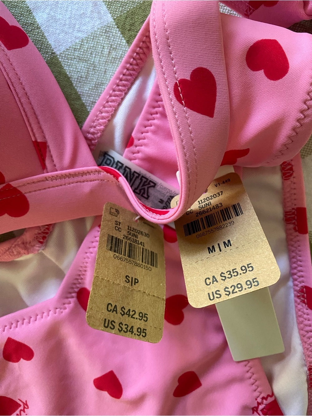 PINK Victoria’s Secret Dreamy Pink Heart Itsy Bikini Set Small Medium - Picture 12 of 15